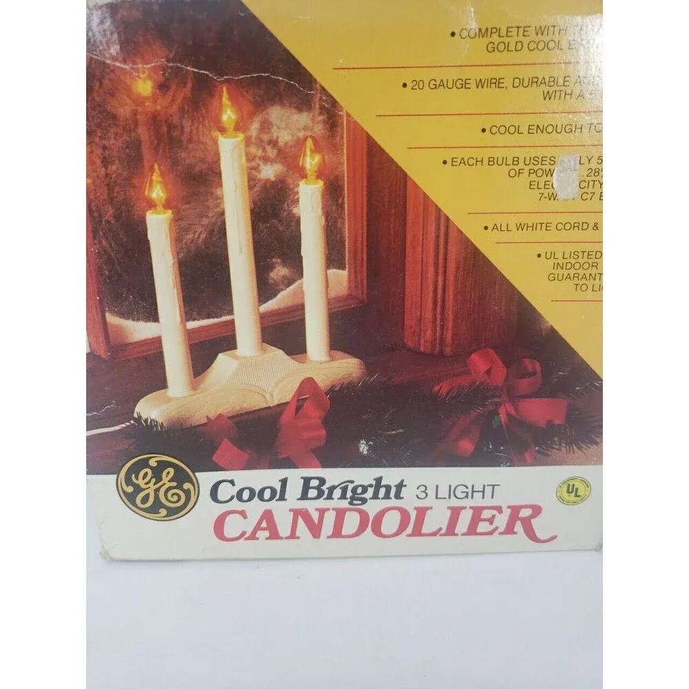 VTG GE Candolier Christmas Candle Sticks General Electric  3 Light Cool Bright
